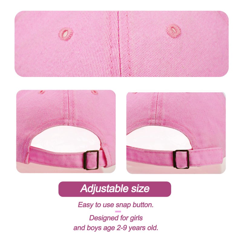 Eohak Kids Distresed-Washed Baseball Hat Infant Toddler Baby Boy Girl Hats Distresed for 2-8 Years Pink - Image 2